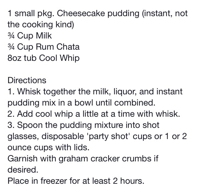 Rum Chata Cheesecake Pudding Shots