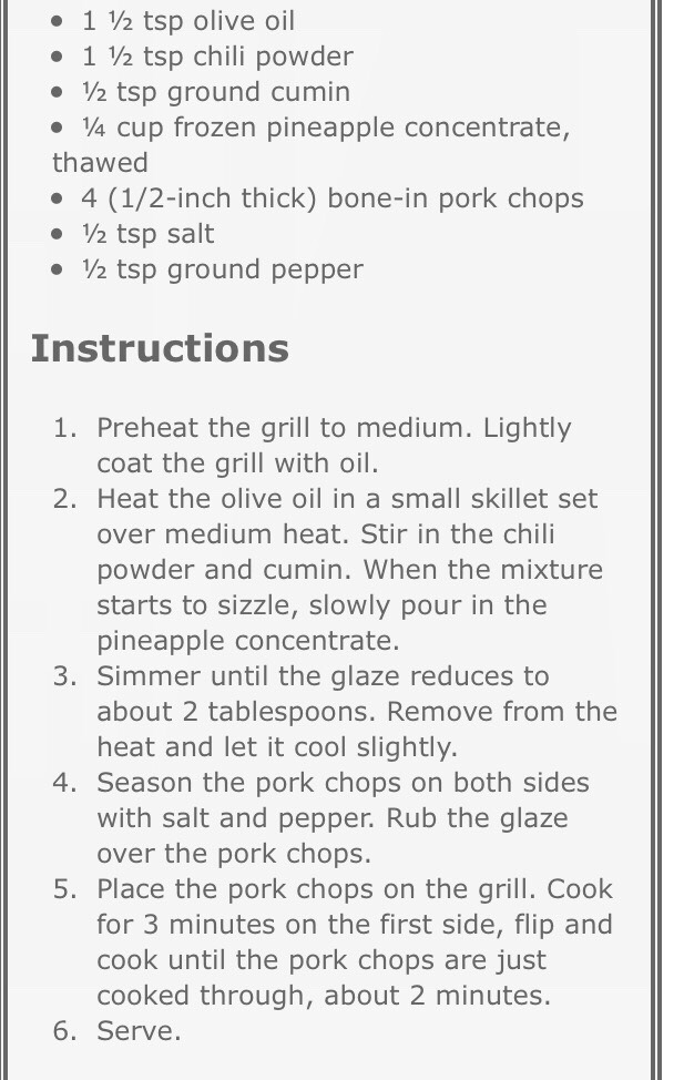Grilled Pineapple Chili Pork Chops Recipe