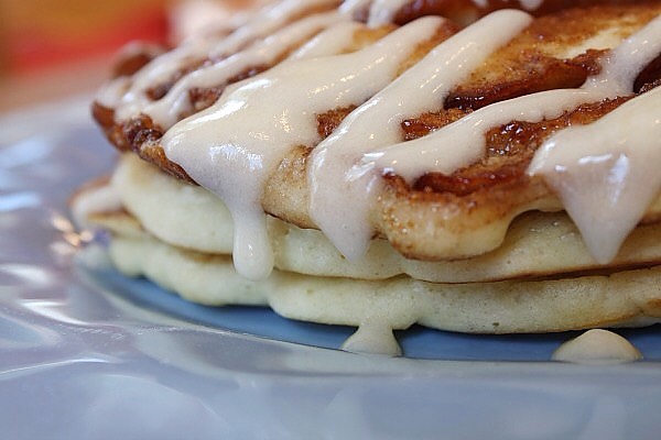 Oh yeah. A warmed cream cheese glaze drizzled on top really completes this pancake. No syrup needed. Let me say that again: No. Syrup. Needed.