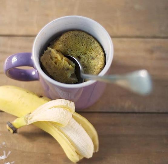 Banana Bread In A Mug 

Ingedients: 

- 5 teaspoons flour

- 1/4 teaspoon baking powder

- 1/8 tsp baking soda

- pinch of salt

- 1/2 of a banana

- 3 teaspoons packed brown sugar

- 2 tsp vegetable oil 

- 1/4 tsp vanilla extract

