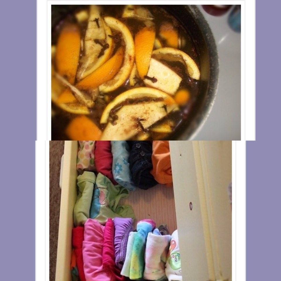 13. Boil orange peels in the kitchen to make your whole house smell amazing! 
14. Also fold laundry vertically in drawers so you can see your clothes at a glance