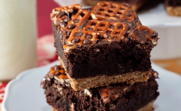 Nutella pretzel brownies
