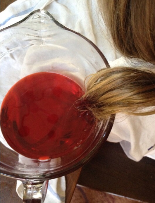 Now that your dye is in your container you can stick each side of your braids/sections and dip them both for 10 mins each. 
Tip: make sure you don't pull your hair out to early or the colour won't be as nice.