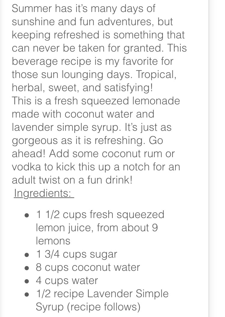 Coconut Lavender Lemonade 