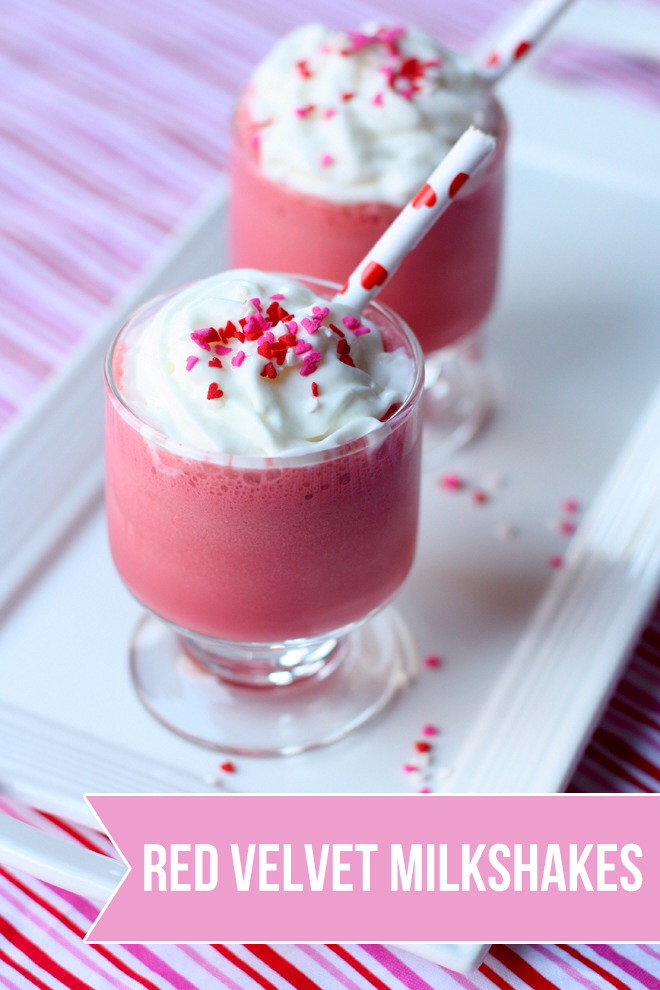 CUTE valentine day red velvet milkshakes! Great for parties! :)