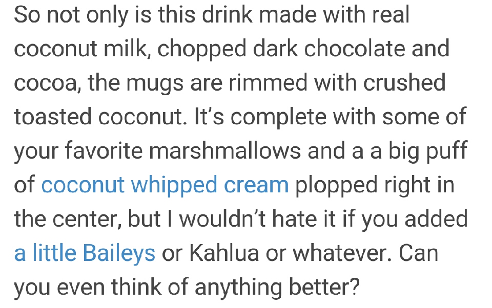 Creamy Coconut Hot Chocolate!!!