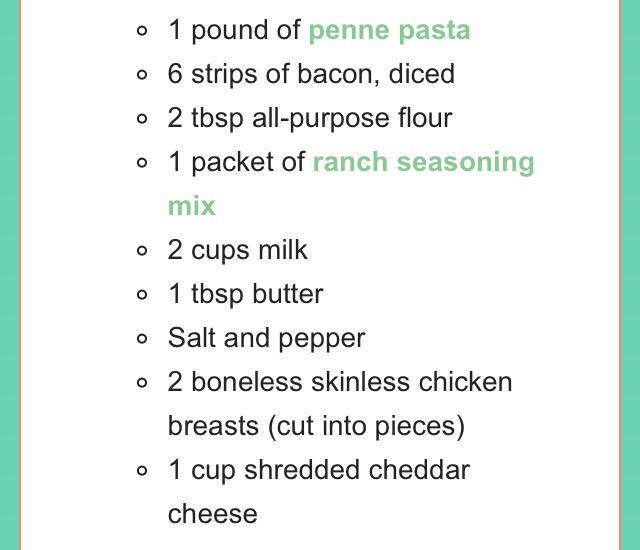 Chicken Bacon Ranch Pasta Recipe!