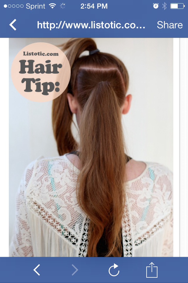 wear a ponytail just about every day. How have I lived so long without knowing this secret?! There’s nothing sexier than a super long and full ponytail. And, I have so much hair I think this little trick would work great on me.