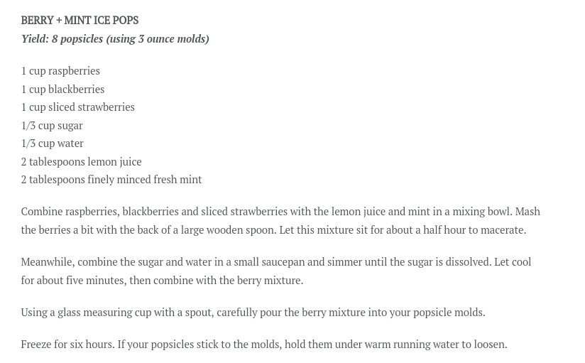 Berry Mint Ice Pops!!!