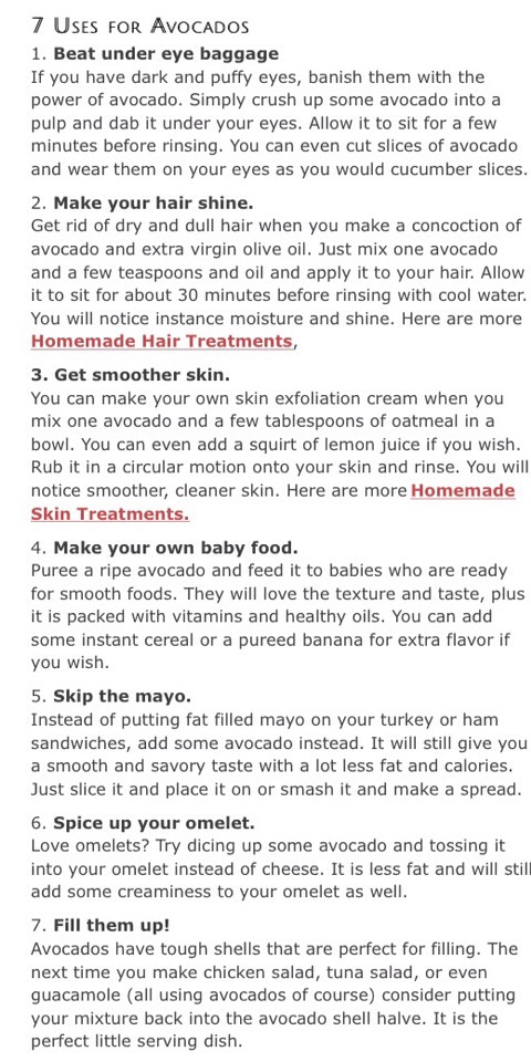 " 7 Uses For Avocados"👌