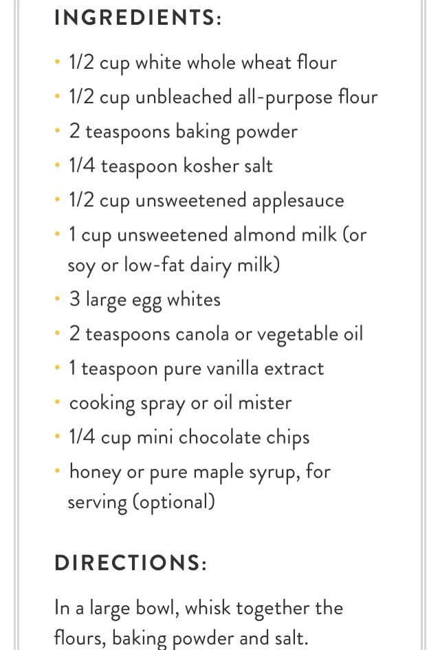 Guilt Free Chocolate Chip Pancakes 