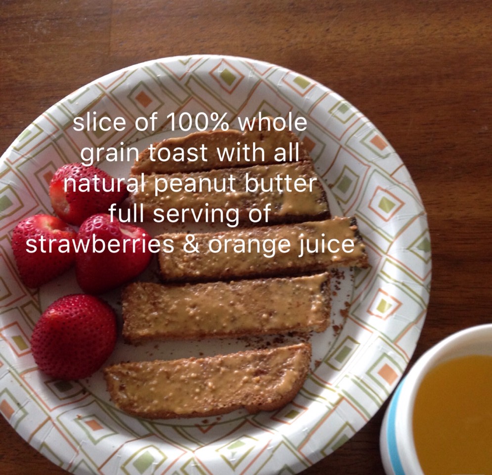 All natural peanut butter (no sugar or salt added) is a great source of protein. I prefer not to feed my children a lot of meat or dairy products. So peanut butter is a great alternative!