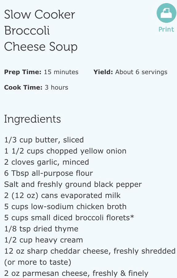 Slow Cooker Broccoli Cheese Soup