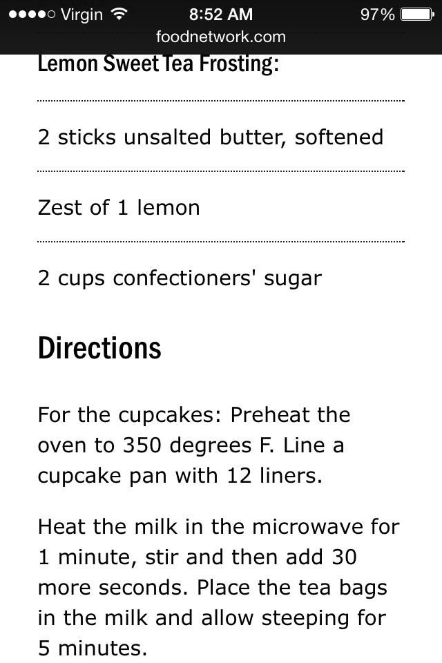 Ingredients for the lemon icing 