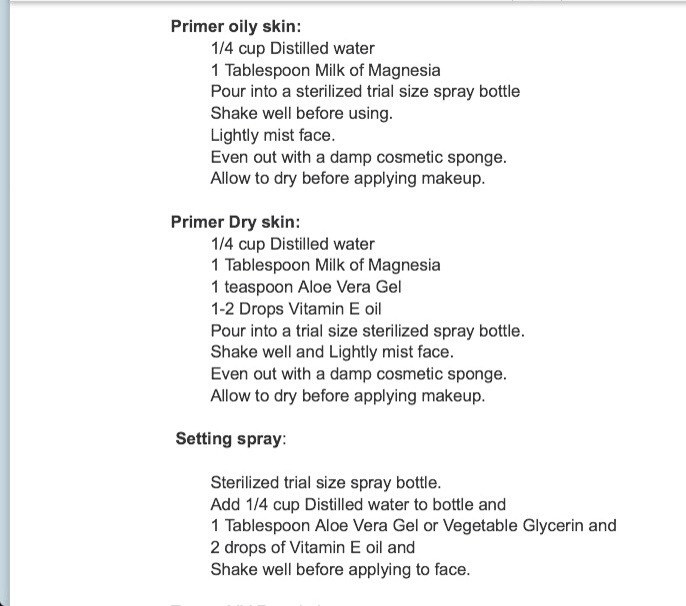 Primers .. Settings Sprays