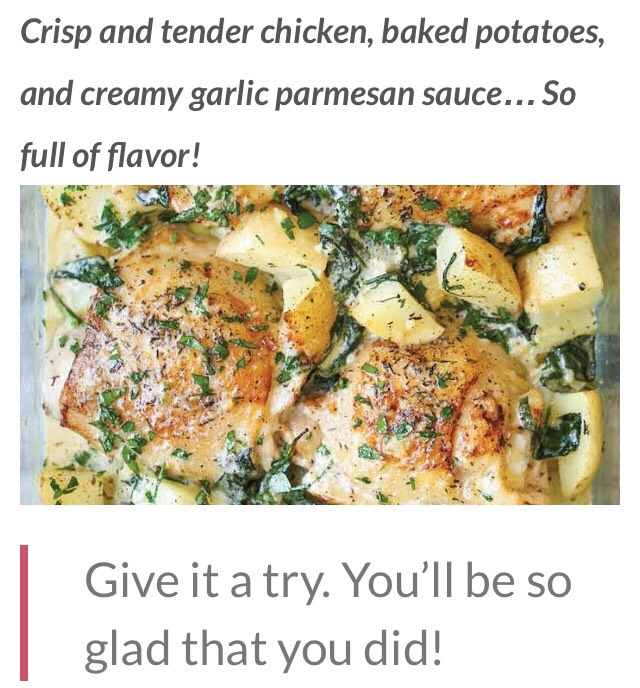 Chicken & Potatoes With Creamy Garlic Parmesan Cream Sauce!