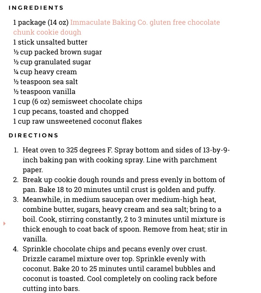 caramel coconut chocolate chip bars