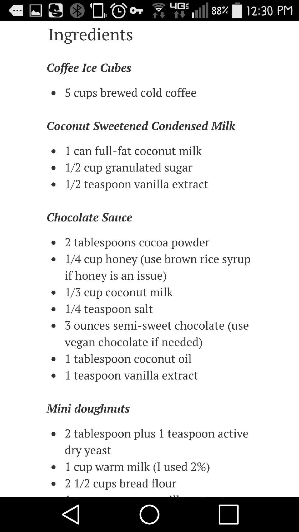 Coconut Iced Coffee with Mini Chocolate Glazed Chocolate Donuts!