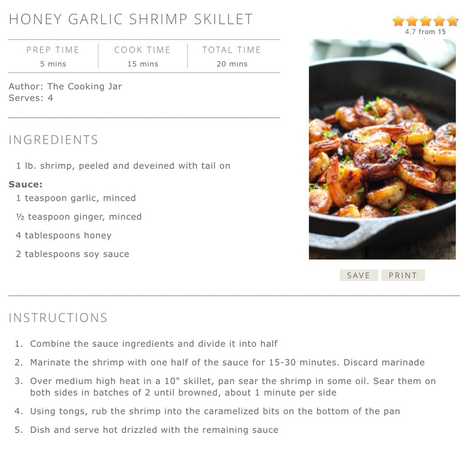 Honey Garlic Shrimp Skillet 