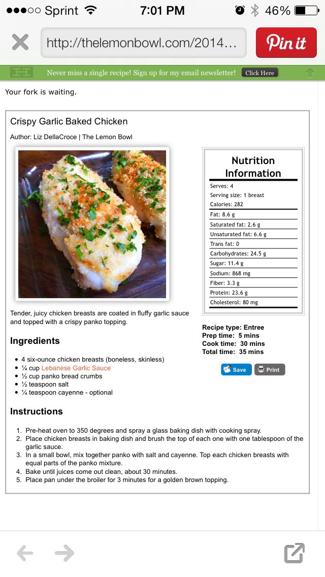 Crispy Garlic Chicken Bake...