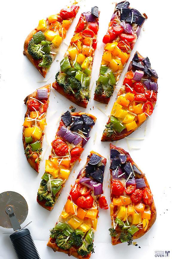 4. Rainbow Veggie Flatbread Pizza 