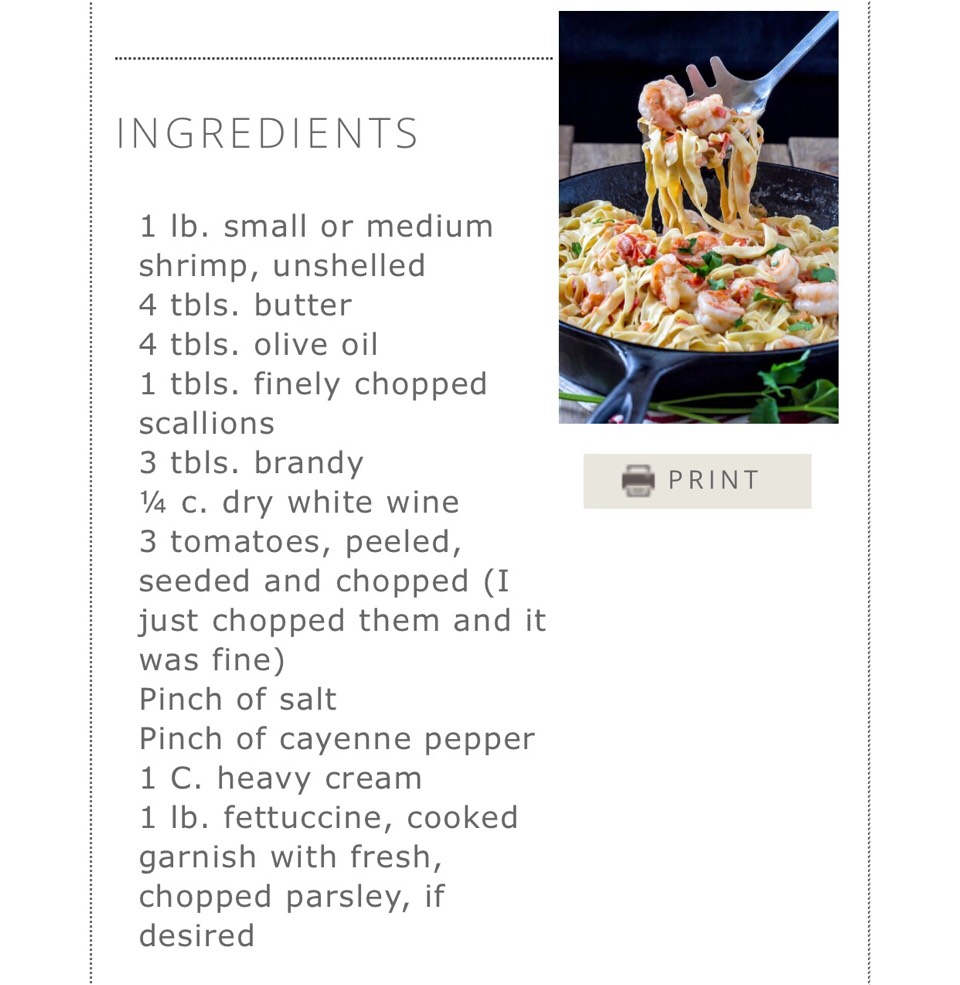 FETTUCCINE WITH CREAMY SHRIMP SAUCE!  