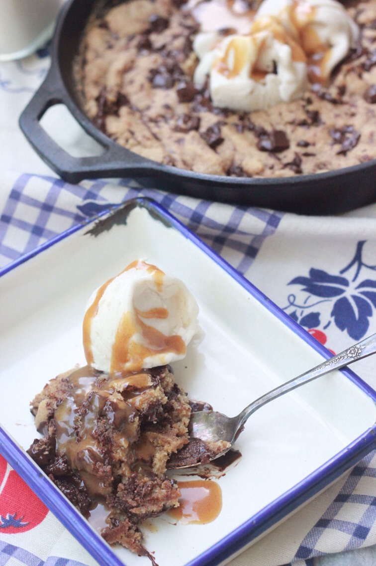 Salted Caramel Skillet Cookie