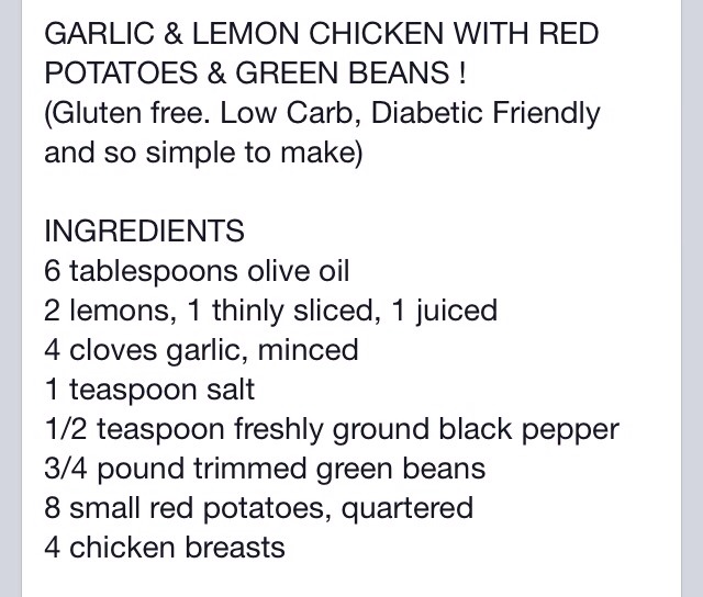 Garlic & Lemon Chicken With Red Potatoes And Green Beans 