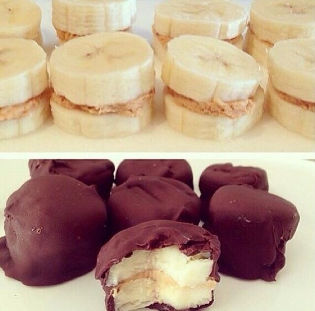 Banana and peanut butter dipped in chocolate