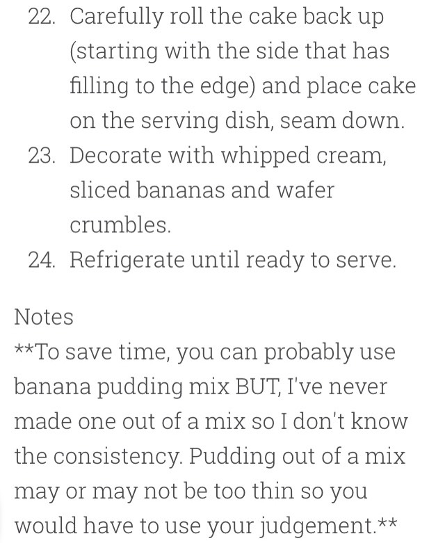 Banana pudding cake roll 