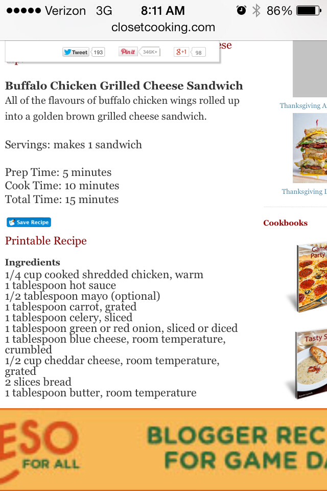 Buffalo Chicken Grilled Cheese