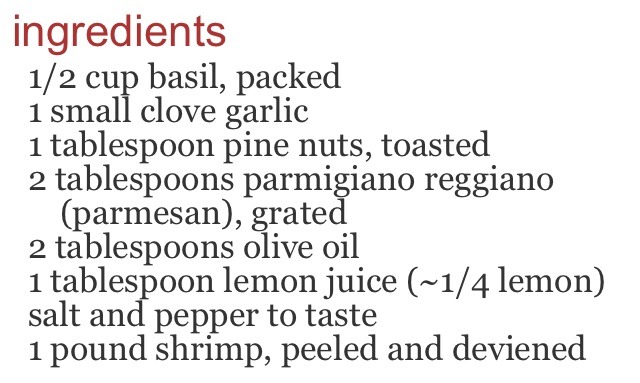 Pesto Grilled Shrimp