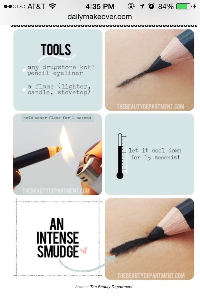 17. To make eye liner pencil go on more smoothly, hold a lighter under the tip for a few seconds. The heat will melt the product slightly for a softer consistency.