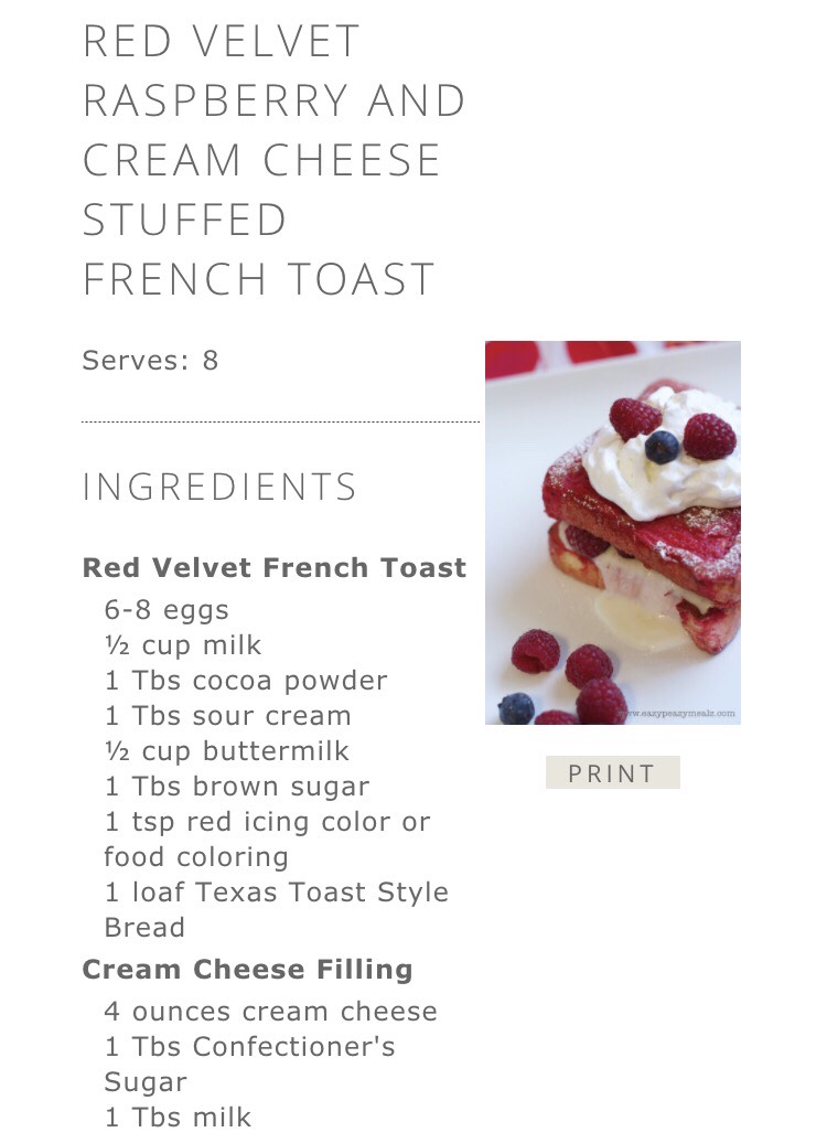 💟Red Velvet Raspberry & Cream Cheese Stuffed Drenched Toast💟
