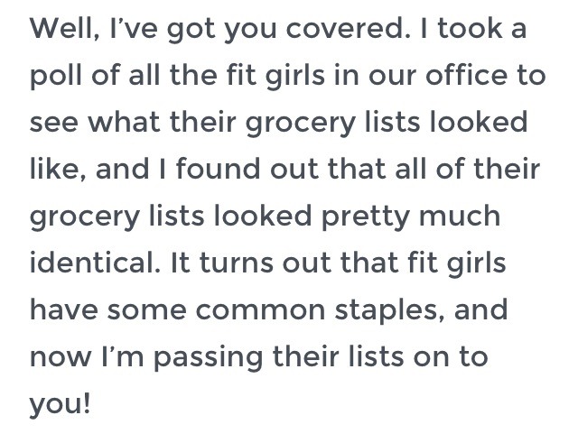 Fit Girl's Grocery List!