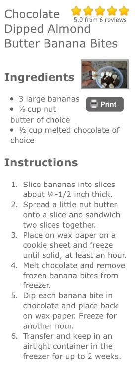 Chocolate Dipped Almond Butter Banana Bites!