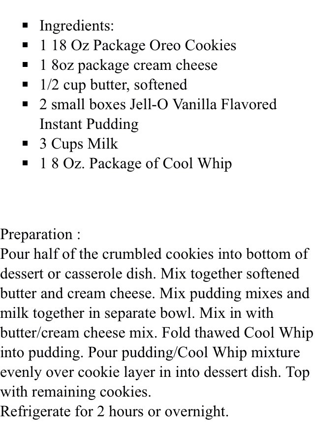 " Oreo Dirt Cake"🍰