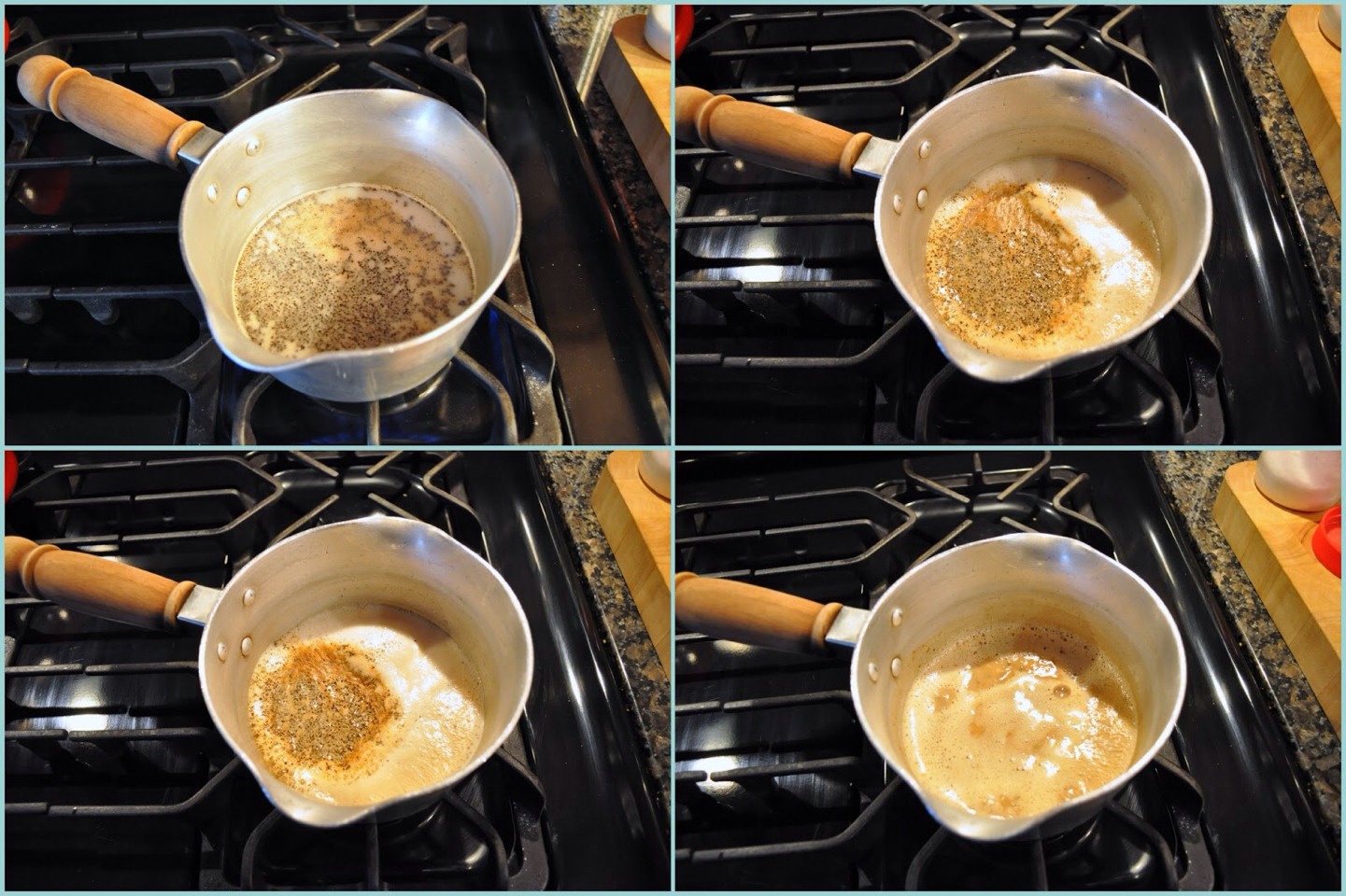 1.Mix all four ingredients in a bowl.
2.heat the bowl until it come to the bowling point. 
3.wait for one more minute in a medium flame. 