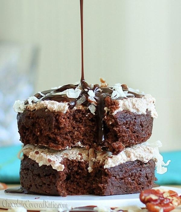 German Chocolate Cake 

http://chocolatecoveredkatie.com/2012/11/28/german-chocolate-cake-for-one/ 