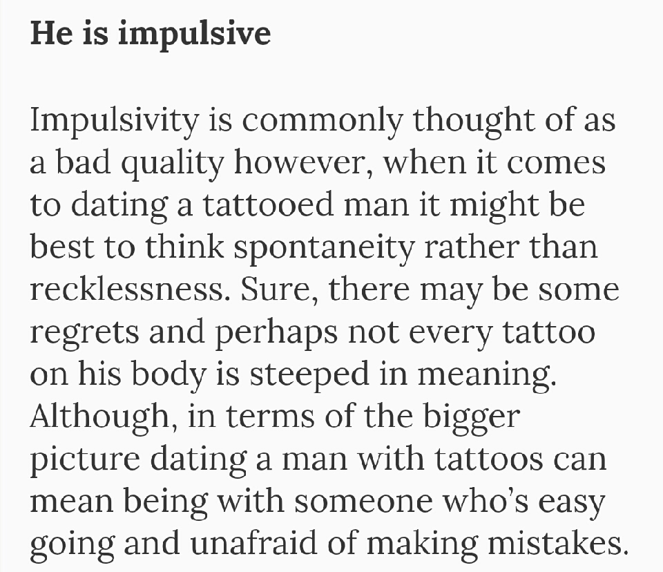 VERY Legitimate Reasons To Date A Tattooed Man!