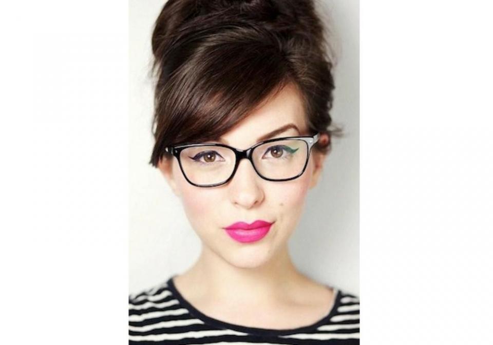 For a bolder look, sweep your hair up off your face, go for a bright pink, matte pout, and make your eyes pop with some dramatic winged eyeliner. 
