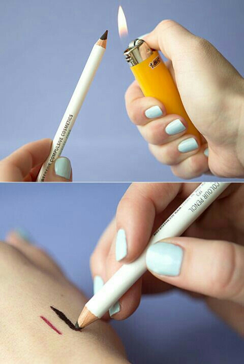 Melt your eyeliner a little before putting it on