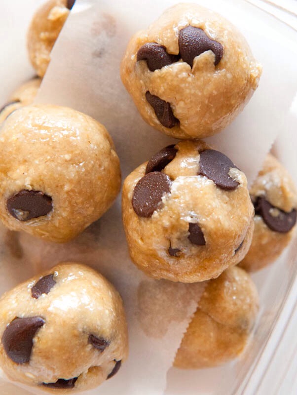 Healthy cookie dough ? Yes ! All you need is peanut butter and a cup of oats (blend them to make a flour consistency) and mix the two together, you can then garnish with chocolate chips for added cookieness. :) full of protein but the taste delicious