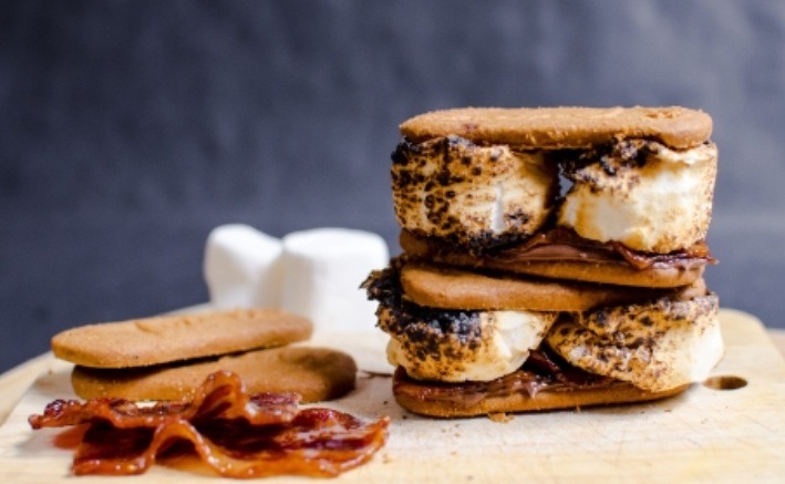 Nutella candied bacon smores