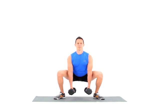 25 sumo squats (you don't have to use weights with this one, it gets your thighs either way)