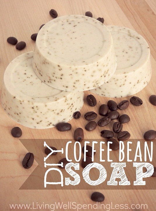 15. Homemade Soap
It’s easier than it looks! Turns out you can buy soap base that melts in the microwave, then you can add a few other ingredients to your liking (fragrance oil, coffee beans, etc.) and then pour the melted mixture into soap molds. How fun!