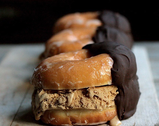 15. Chocolate-Dipped Coffee Ice Cream Glazed-Doughnut Sandwiches