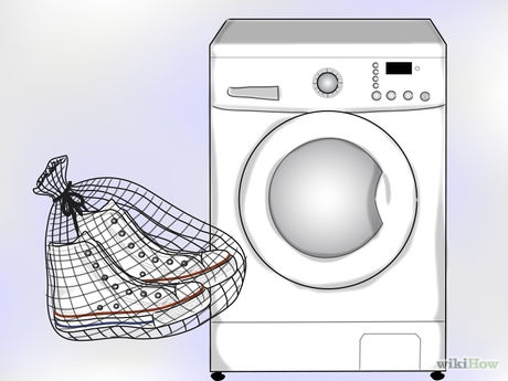 To help prevent your shoes from banging around too violently inside the washing machine, wrap them in a mesh or fabric laundry bag before before throwing them in.