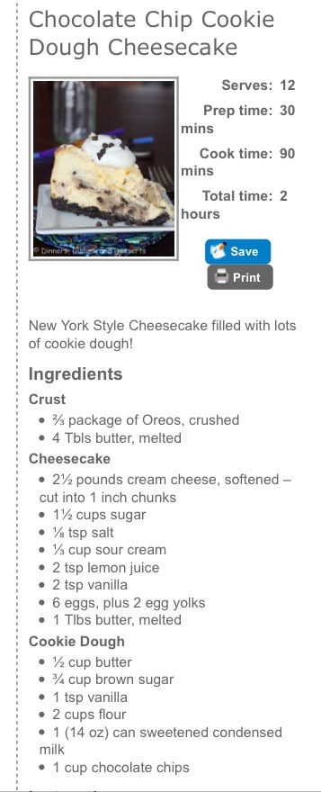 Chocolate Chip Cookie Dough Cheesecake! Delicious!