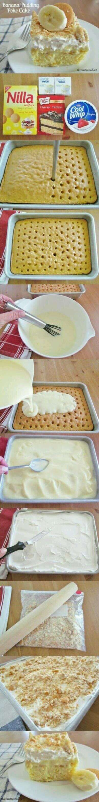 banana pudding poke cake